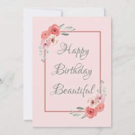 Verjaardagskaart Roze en Witte Bloemen Kaart