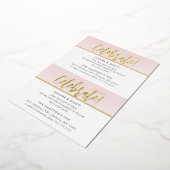 VERJAARDAGSKAART roze gouden polka dots Folie Uitnodiging (Gedraaid)