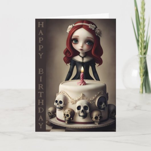 verjaardagskaart schattig gothic rock emo meisje,  kaart (Voorkant)