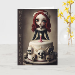 verjaardagskaart schattig gothic rock emo meisje,  kaart