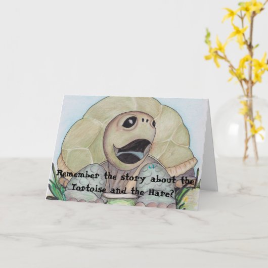 Verjaardagskaart schildpad kaart (Gele Bloem)