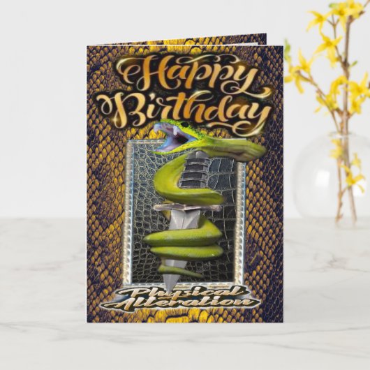 Verjaardagskaart slang en dolk kaart (Gele Bloem)