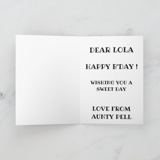 Verjaardagskaart snoep kaart (Binnen)