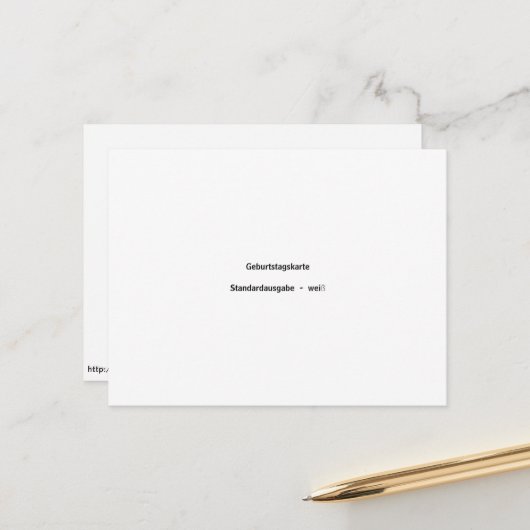 Verjaardagskaart standaarduitgave wit briefkaart (Voorkant / Achterkant in situ)