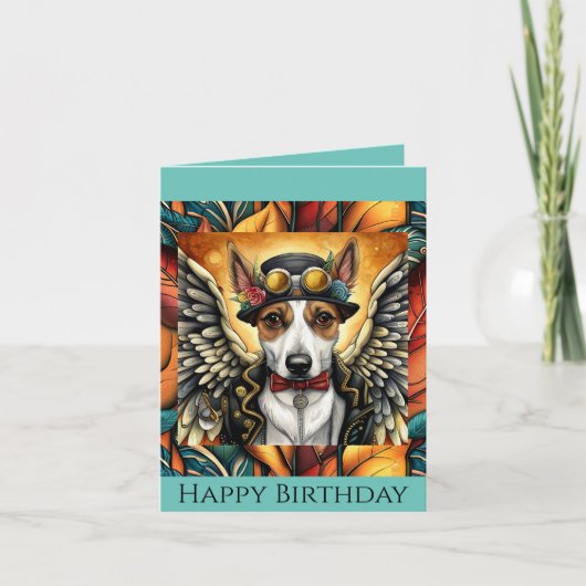 Verjaardagskaart steampunk hond verjaardagskaart notitiekaartje (Voorkant)