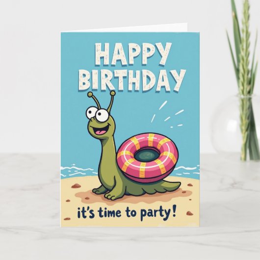 Verjaardagskaart Strandfeest Kaart (Voorkant)