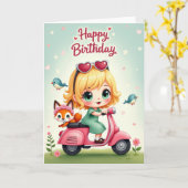 Verjaardagskaart Sweet Scooter Kaart (Gele Bloem)