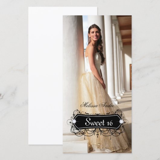 Verjaardagskaart Sweet Sixteen Grad Quinceanera (Voorkant / Achterkant)