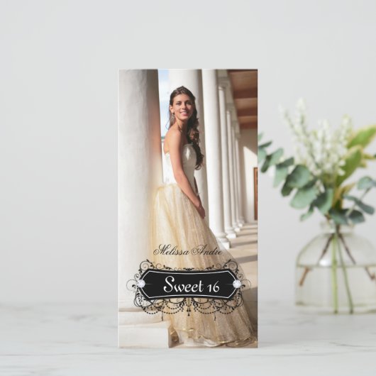 Verjaardagskaart Sweet Sixteen Grad Quinceanera (Staand voorkant)