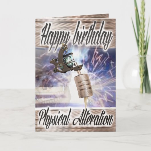 Verjaardagskaart tattoo machine kaart (Voorkant)