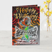 Verjaardagskaart tattoo machine kaart (Gele Bloem)