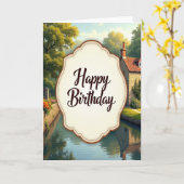 Verjaardagskaart Tranquil Canal Kaart (Gele Bloem)