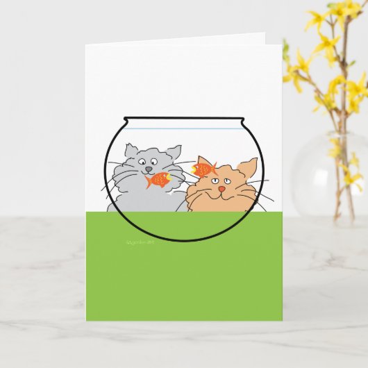 Verjaardagskaart Twee Katten Kaart (Gele Bloem)