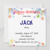 Verjaardagskaart uitnodiging (Achterkant)