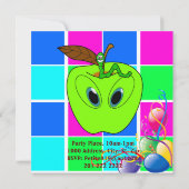 Verjaardagskaart uitnodiging ballonnen Worm (Achterkant)