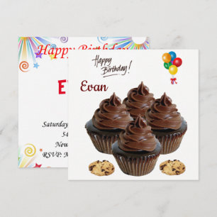 Verjaardagskaart Uitnodiging Chocolade Cupcake