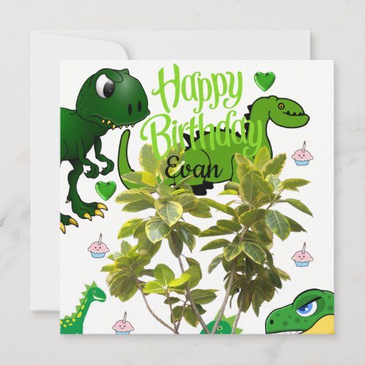 Verjaardagskaart uitnodiging dinosaurus (Voorkant)