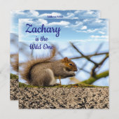 Verjaardagskaart Uitnodiging Eekhoorn "Wild One" E (Voorkant / Achterkant)