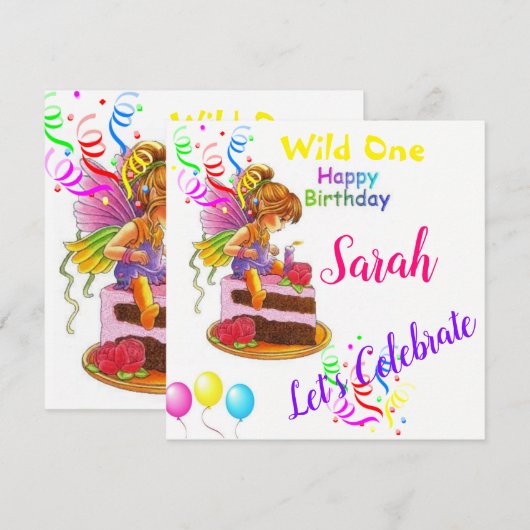 Verjaardagskaart Uitnodiging Feeëritje (Voorkant / Achterkant)