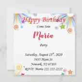 Verjaardagskaart uitnodiging Flamingo (Achterkant)