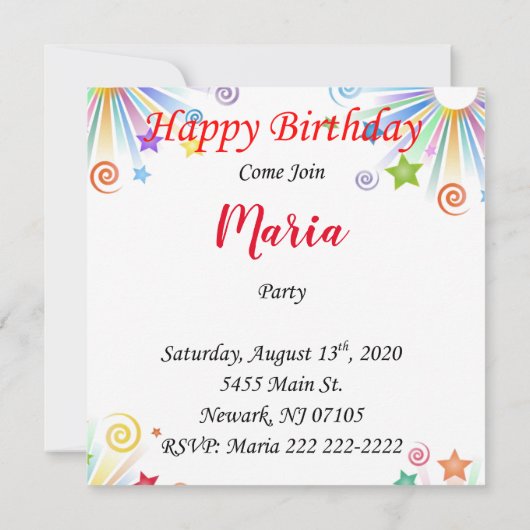 Verjaardagskaart uitnodiging Flamingo (Achterkant)