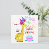 Verjaardagskaart uitnodiging Giraffe (Staand voorkant)