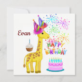 Verjaardagskaart uitnodiging Giraffe (Voorkant)