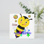 Verjaardagskaart uitnodiging hommel (Staand voorkant)