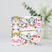 Verjaardagskaart Uitnodiging Pinguïn (Staand voorkant)