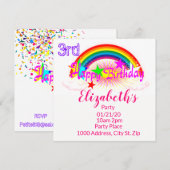 Verjaardagskaart uitnodiging regenboog confetti (Voorkant / Achterkant)