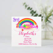 Verjaardagskaart uitnodiging regenboog confetti (Staand voorkant)