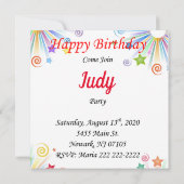 Verjaardagskaart uitnodiging rode harten (Achterkant)