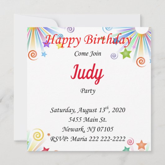 Verjaardagskaart uitnodiging rode harten (Achterkant)