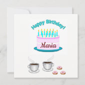 Verjaardagskaart uitnodiging roze cake (Voorkant)