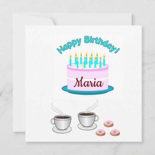 Verjaardagskaart uitnodiging roze cake (Voorkant)