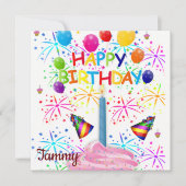 Verjaardagskaart uitnodiging Roze Cupcake (Voorkant)