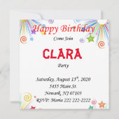 Verjaardagskaart uitnodiging Roze Varken (Achterkant)