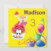 Verjaardagskaart Uitnodiging Streep FeeënCupcake (Voorkant)