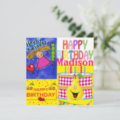 Verjaardagskaart Uitnodiging Taart Peer Fruit (Staand voorkant)