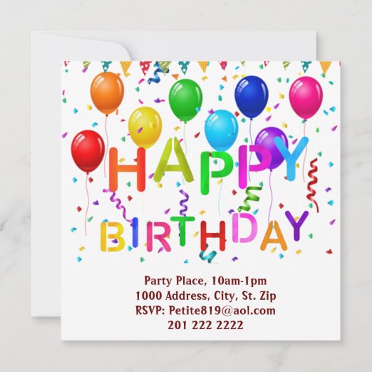 Verjaardagskaart Uitnodiging Taart Peer Fruit (Achterkant)