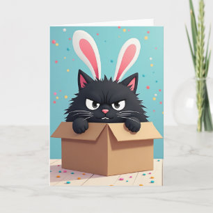 Verjaardagskaart van chagrijnige Bunny Cat Kaart