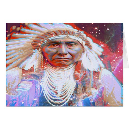 Verjaardagskaart van de inheemse Amerikaanse Crazy (Voorkant Horizontaal)