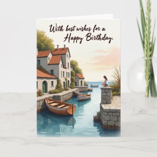 Verjaardagskaart van een kustdorp kaart (Voorkant)