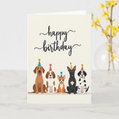 Verjaardagskaart van een speelse hond kaart (Gele Bloem)