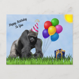 Verjaardagskaart van een vrolijke gorilla briefkaart