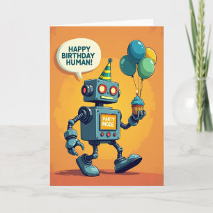 Verjaardagskaart van een vrolijke robot kaart