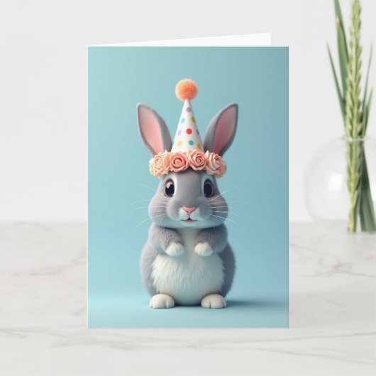 Verjaardagskaart van Fluffy Bunny Kaart (Voorkant)