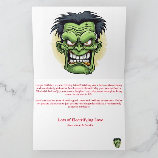 Verjaardagskaart van Frankenstein Kaart (Binnen)