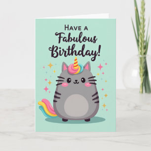Verjaardagskaart van gehoornde kat kaart