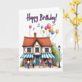 Verjaardagskaart van het Whimsical House Kaart (Gele Bloem)
